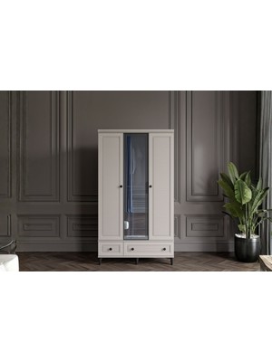 Doressa Zare Sand 3 Kapılı Camlı Gardırop