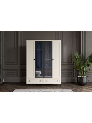 Doressa Zare Moon 4 Kapılı Camlı Gardırop