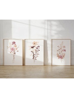 Ninastore Suluboya Botanik Baskı Seti (3 Parça) Vintage Baskı Seti Botanik Eğrelti Otu Baskıları Galerisi Duva