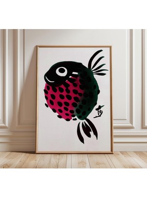 Ninastore Japon Balığı Sanat Baskısı Minimalist Modern Duvar Sanatı Soyut Mürekkep Resim Posteri Asya Esintili