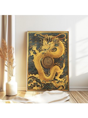Ninastore Çin Ejderhası Duvar Sanatı Ejderha Posteri Çin Baskısı Feng Shui Dekorasyonu Asya Dekorasyonu Oryant