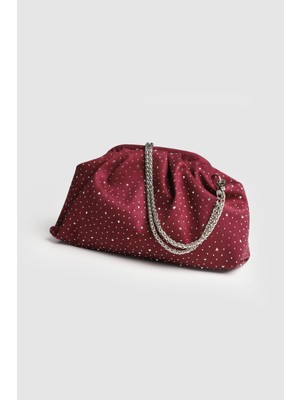 Septemmart Sofya Model Kadife Taşlı Kadın Portföy- Askılı Çanta
