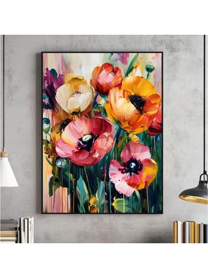 Ninastore Soyut Çiçekli Duvar Sanatı Renkli Çiçek Baskısı Yazdırılabilir Ev Dekorasyonu ve Hediyeler Maksimali