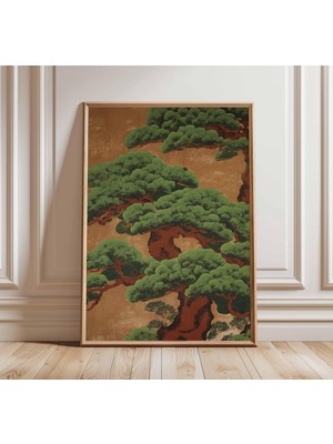 Ninastore Antik Çam Ağacı Duvar Sanatı Japon Doğa Posteri Baskısı Zen Botanik Dekorasyonu Oryantal Ağaç Tablos