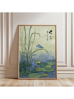 Ninastore Yusufçuk Göleti Posteri Japon Tarzı Mavi Yeşil Tonlar