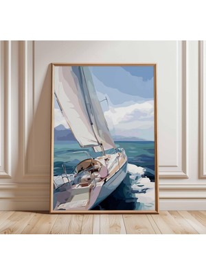 Ninastore Yelkenli Duvar Sanatı Baskısı | Denizcilik Posteri | Okyanus Yelkenlisi Tablosu | Kıyı Dekorasyonu |