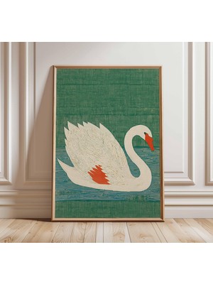Ninastore Japon Kuğu Duvar Sanatı Baskısı Vintage Kuş Posteri Zarif Turna Tarzı Illüstrasyon Minimalist Hayvan