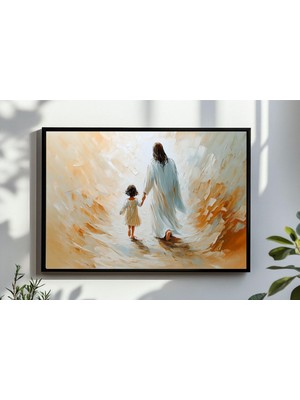 Ninastore Isa Mesih'in Bir Kızla Yürümesi Duvar Sanatı, Isa ile Yürüyen Dijital Indirme, Incil Baskısı, Hristi