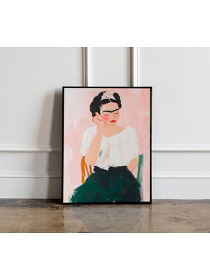 Ninastore Frida Kahlo Otoportre Baskısı, Vintage Frida Kahlo Sergi Baskısı, Frida Kahlo Posteri, Pembe Baskı,