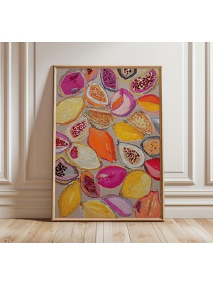 Ninastore Mozaik Meyve Sanatı Baskısı Renkli Mutfak Duvar Sanatı Modern Soyut Natürmort Poster Canlı Akdeniz E