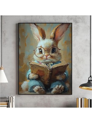 Ninastore Paskalya Tavşanı Kitap Okuma Baskılı Çocuk Odası Duvar Sanatı (Dijital Indirme)