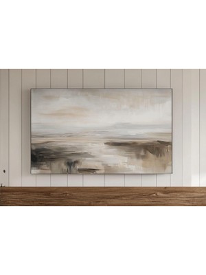 Ninastore Nötr Soyut Bej Çerçeveli Tv Duvar Sanatı Kıyı Manzarası Tablosu Okyanus Plaj Manzarası Tv Indirme Vi