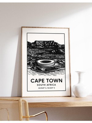 Ninastore Cape Town Posteri Güney Afrika Duvar Sanatı Masa Dağı Baskısı Cape Town Stadyumu Dekorasyonu Afrika