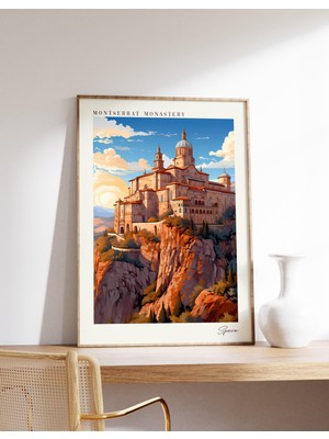 Ninastore Montserrat Manastırı Seyahat Posteri | Ispanya Seyahat Dekorasyonu | Ispanya Posteri | Montserrat Ma