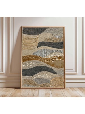 Ninastore Soyut Nötr Duvar Sanatı | Modern Boho Poster | Toprak Tonlarında Dokulu Baskı | Çağdaş Minimalist Sa