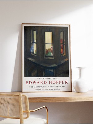Ninastore Edward Hopper Sergisi Posteri Gece Pencereleri Duvar Sanatı Dekorasyonu Gerçekçilik Mimari Manzara H