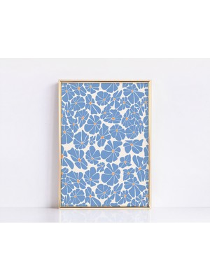 Ninastore Mavi Çiçekli Natürmort Çizimi, Vintage Kırsal Çiçek Baskısı, Orta Çağ Botanik Tarzı, Trend Dekor, So