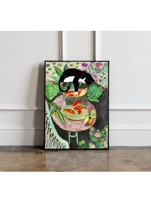 Ninastore Henri Matisse'in Siyah Kedili Altın Balık Tablosu Posteri, Henri Matisse Duvar Sanatı, Matisse Sergi