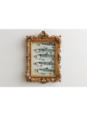 Ninastore Sardalya Yağlı Boya Tablo Sanat Baskısı Sardalya Sanatı Natürmort Fransız Mutfak Sanatı Restoran Dek