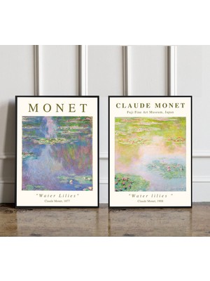 Ninastore 2'li Set Claude Monet Sergi Baskısı Nilüferler Claude Monet Monet Sergi Posteri Claude Monet Çiçek B