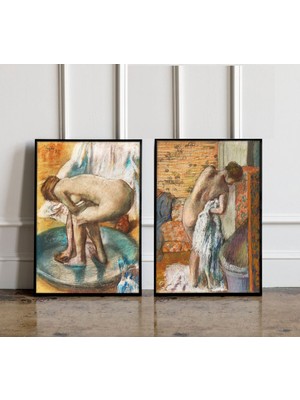 Ninastore 2'li Set: Edgar Degas Banyodan Sonra Baskısı, Banyodan Sonra 1886 Baskısı, Küvetteki Kadın Baskısı,