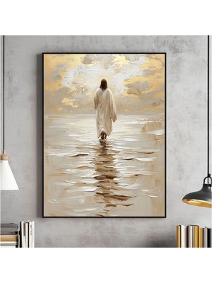 Ninastore Isa Mesih'in Su Üzerinde Yürümesi Duvar Sanatı Hristiyan Sanatı Dijital Isa Portresi "mesih'le Yürüy