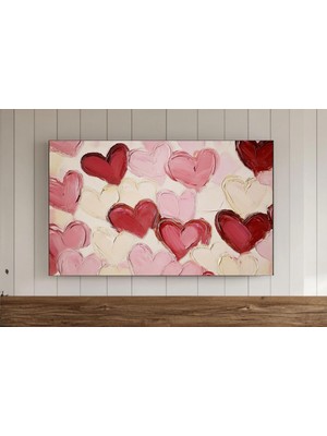 Ninastore Nötr Pembe Kırmızı Kalpler Tablo Çerçevesi Tv Duvar Sanatı Sevgililer Günü Dijital Indirme Romantik