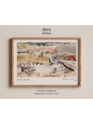 Ninastore Oxfordshire Manzarası Baskısı Paul Nash Suluboya Kırsal Alan Baskısı Vintage Ingiliz Kırsal Sahne Ta