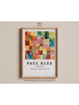 Ninastore Isimsiz Baskı, Paul Klee 1914, Soyut Renk Blok Baskı, Suluboya Modernist Kompozisyon, Canlı Bauhaus