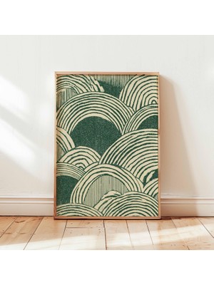 Ninastore Yeşil Japon Bulut Posteri Hokusai Ahşap Baskı Dalga Baskısı Vintage Botanik Duvar Sanatı Baskısı Vin