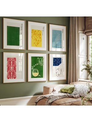 Ninastore Taguchi Tomoki Imzalı 6 Adet Japon Vintage Ahşap Baskı Seti. Taguchi Tomoki Posteri, Japon Vintage S