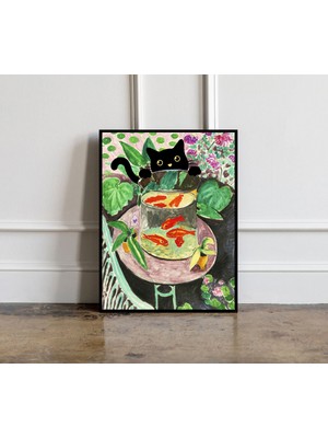 Ninastore Henri Matisse'in Siyah Kedili Altın Balık Tablosu Posteri, Henri Matisse Duvar Sanatı, Matisse Sergi