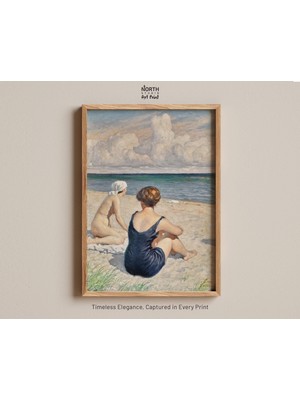 Ninastore Paul Fischer'in "sahilde Yüzenler" Tablosu, Sahil Manzarası Sanatı, Vintage Sahil Baskısı, Empresyon