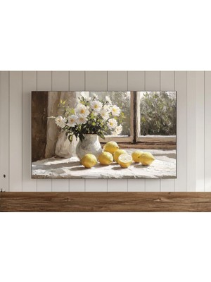 Ninastore Limonlar ve Papatyalar Çerçeve Tv Sanatı Ilkbahar Samsung Duvar Kağıdı Rustik Çiftlik Evi Mutfak Anı