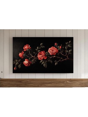 Ninastore Kırmızı Güller Sevgililer Günü Çerçevesi Tv Sanatı Vintage Çiçekli Yağlı Boya Tablo Botanik Çiçekler