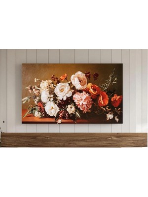 Ninastore Sonbahar Çiçekli Çerçeve Tv Sanatı Koyu ve Hüzünlü Çiçek Tablosu Vintage Sonbahar Çiçekleri Rustik S