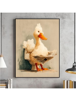 Ninastore Tuvalette Ördek Baskısı Komik Banyo Dekorasyonu Çiftlik Evi Çocuk Odası Sanatı (Dijital Indirme)