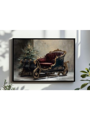 Ninastore Vintage Noel Baba Kızaklı Noel Baskısı, Hüzünlü Kış Sanatı (Dijital Indirme)