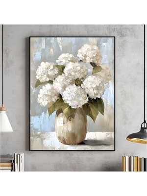 Ninastore Yazdırılabilir Beyaz Ortancalar Vintage Tablo Botanik Duvar Sanatı Vintage Çiçek Baskısı Nötr Duvar