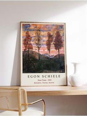 Ninastore Egon Schiele Posteri Dört Ağaç Egon Schiele Sanat Baskısı Ağaçlar Posteri Doğa Baskısı Çiçek Baskısı