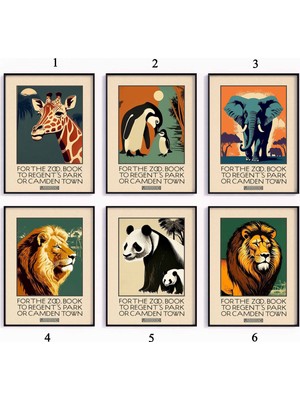 Ninastore Vintage Londra Hayvanat Bahçesi Poster Setleri Retro Müze Baskısı Vintage Müze Baskısı Hayvanseverle