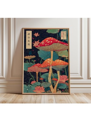 Ninastore Japon Mantarı Posteri, Psychedelic Doğa Baskısı, Vintage Botanik Duvar Sanatı, Renkli Orman Illüstra