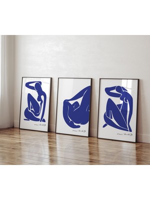 Ninastore 3'lü Set Henri Matisse Mavi Çıplak Poster Henri Matisse Baskı Minimalist Duvar Sanatı Anneye Hediye