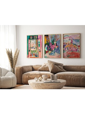 Ninastore 3'lü Set Estetik Matisse Posteri, Modern Galeri Için Matisse Açık Pencere Posteri, Henri Matisse Bas