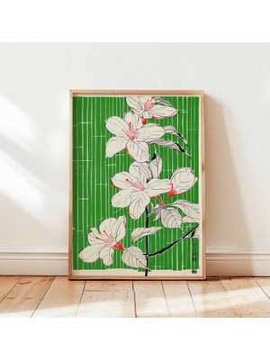 Ninastore Japon Ahşap Baskı Çiçek Posteri Hokusai Baskısı Retro Botanik Duvar Sanatı Baskısı Vintage Çiçek Des