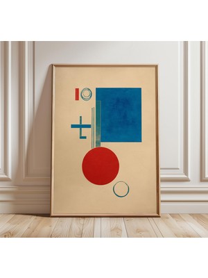 Ninastore Japon Soyut Geometrik Poster Bauhaus Minimalist Duvar Sanatı Modern Retro Baskı Kırmızı Mavi Daire K
