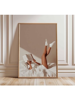 Ninastore Rahatlatıcı Yatak Odası Okuma Duvar Sanatı Baskısı | Minimalist Modern Poster | Yatak Odası Dekorasy