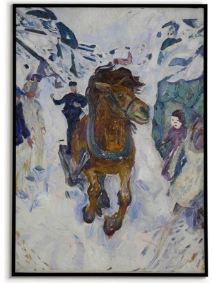 Ninastore Edvard Munch Koşan At Posteri, Edvard Munch Reprodüksiyon Baskı Duvar Sanatı Posteri, Sanat Eseri, B
