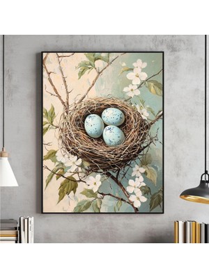 Ninastore Ilkbahar Paskalya Yuvası Duvar Sanatı Vintage Yağlı Boya Tablo Dijital Indirme Çiftlik Evi Dekorasyo