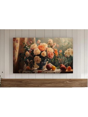 Ninastore Sonbahar Çiçekli Çerçeve Tv Sanatı Koyu ve Hüzünlü Çiçek Tablosu Vintage Sonbahar Çiçekleri Rustik S